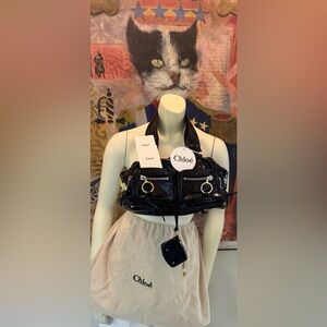 Chloe Betty black patent NOS dust bag+original hangtag+card mint stored unused